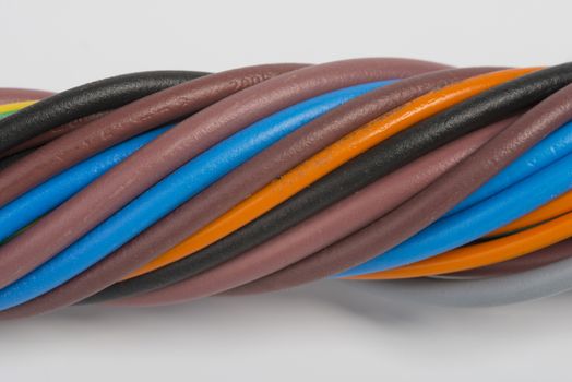 bundle of electric cables of various colors