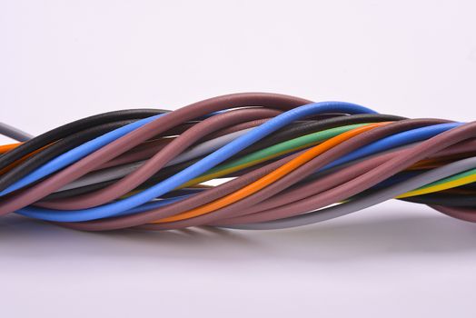 bundle of electric cables of various colors