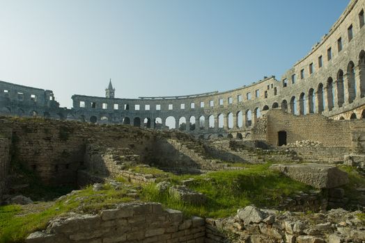 detail of the Roman amphitheater in Pula, Croatia