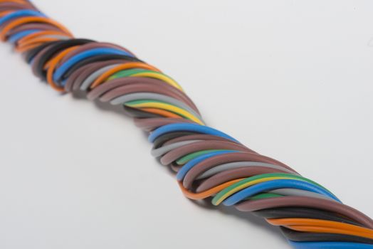 bundle of electric cables of various colors