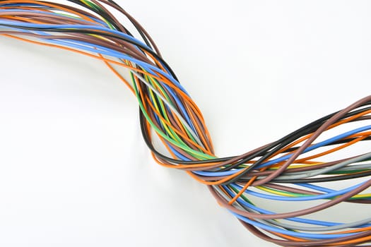 a bundle of colored electric cables