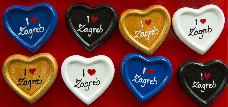 coloured hearts souvenirs of Zagreb