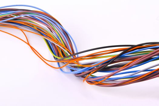 a bundle of colored electric cables