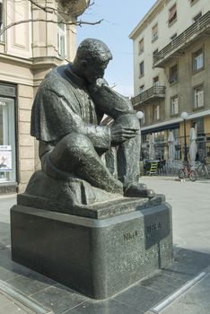 Nikola Tesla statue on a street in Zagreb