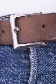 Jeans with a brown belt