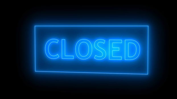 Closed neon sign. Digital illustration. 3d rendering