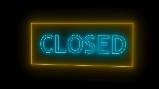 Closed neon sign. Digital illustration. 3d rendering