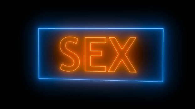 Neon Sex sign. Digital illustration. 3d rendering