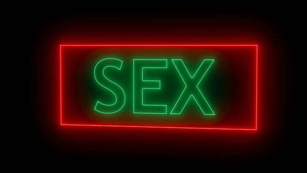 Neon Sex sign. Digital illustration. 3d rendering