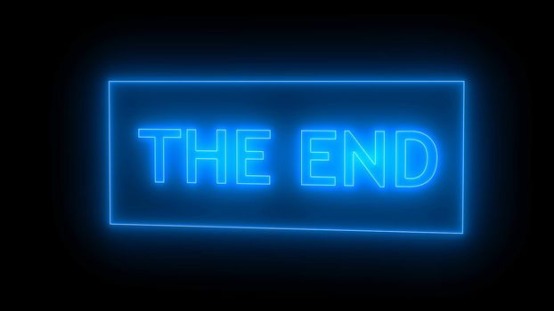 THE END Sign in Neon Style. Digital illustration. 3d rendering