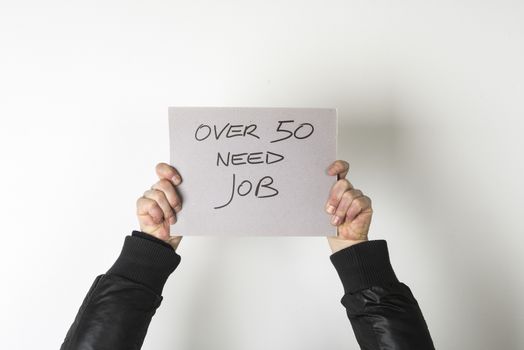 sign with the word job search in hands