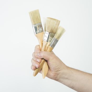 some brushes in hand