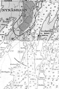 Macro shot of a old marine chart, detailing Stockholm archipelago