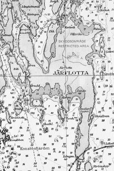 Macro shot of a old marine chart, detailing Stockholm archipelago