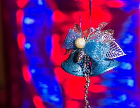 still life with Christmas decorations and a branch of a Christmas tree