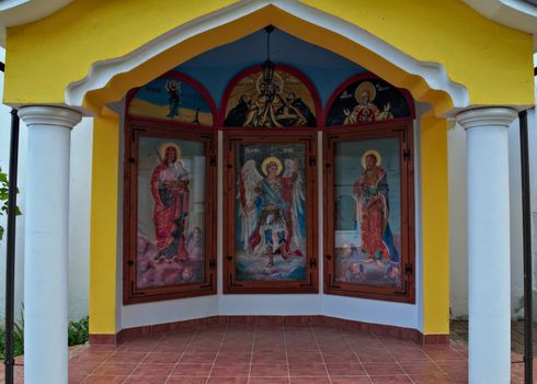 small arranged open chapel in monastery, Serbia