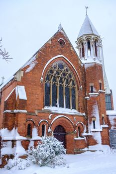 Beautiful St Mary's Church Harborne in Winter Snow