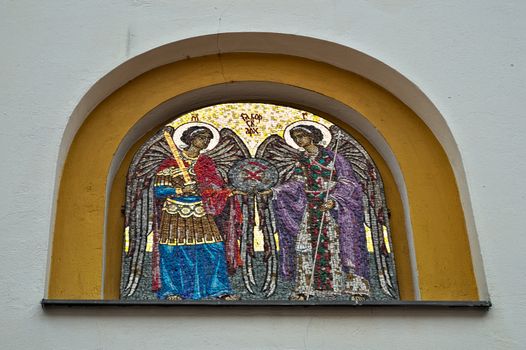 Christian orthodox icon on monastery entrance, Serbia