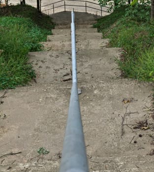 Stairs going down from top of the hill