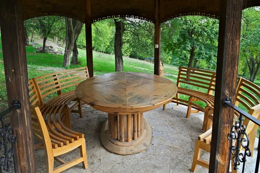 Wooden open dome for relaxing, in park