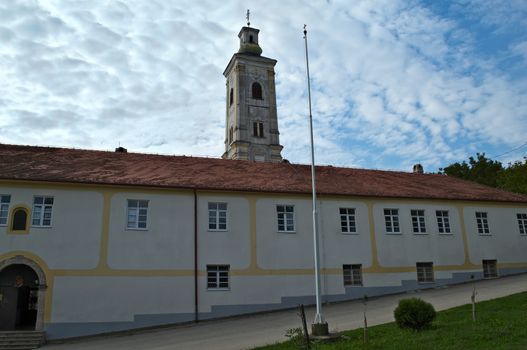 View on Monastery Big Remeta, Serbia, and clouds in background