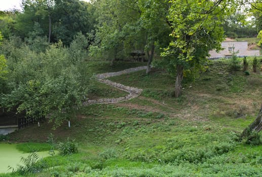 Small stone road to top of hill