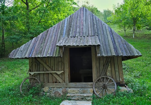 Old style wooden house in etno park