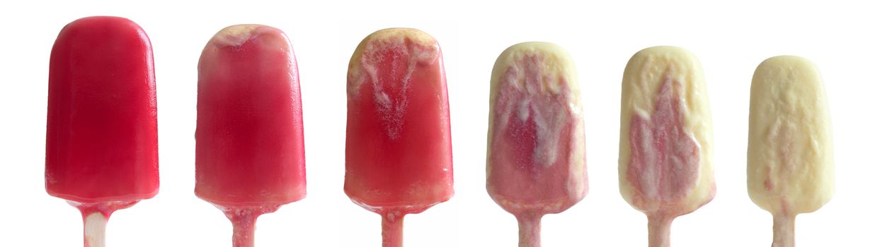 Strawberry ice cream lolly melting 