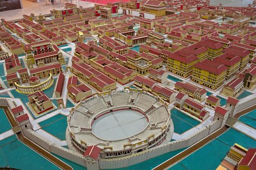 Miniature cardboard reconstruction of ancient roman city