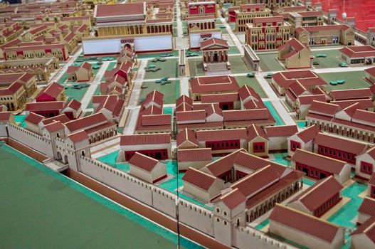 Miniature cardboard reconstruction of ancient roman city