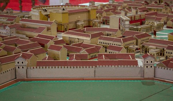Miniature cardboard reconstruction of ancient roman city
