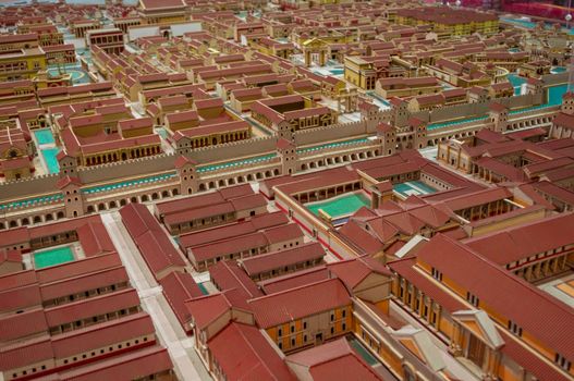 Miniature cardboard reconstruction of ancient roman city