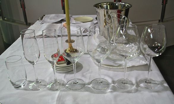 Elegant decorative glasses on table