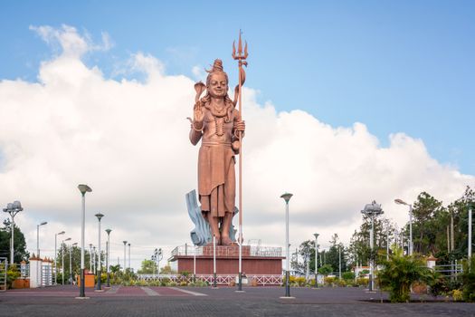 Huge and awesome Shiva statue,near grand Basin temple in Mauritius island.