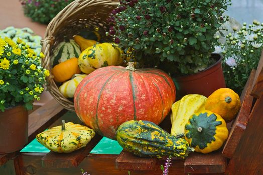 Autumn fruits and vegetables made out of plastic