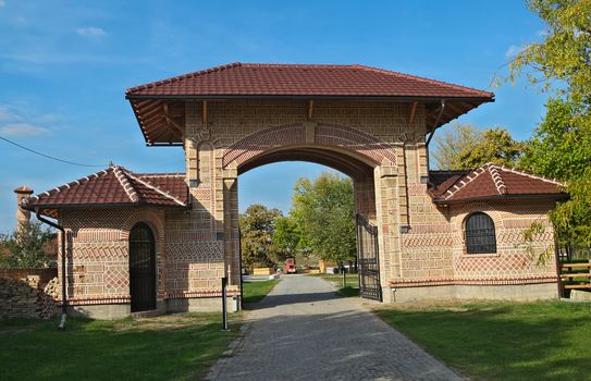 Entrance gates into monastery Kovilj, Serbia