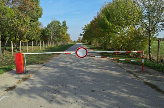 Closed road with sign and barrier