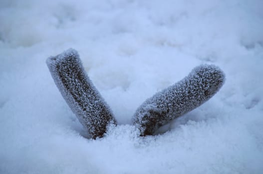 Frozen metal poles