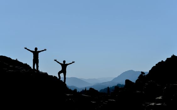 successful climbers silhouette