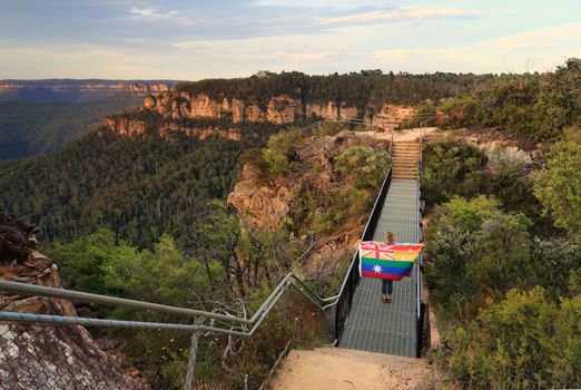 On November 15 2017, Australians voted yes to equality in a referendum, closing the gap in our laws.  A woman with a flag crosses the bridge in symbolism