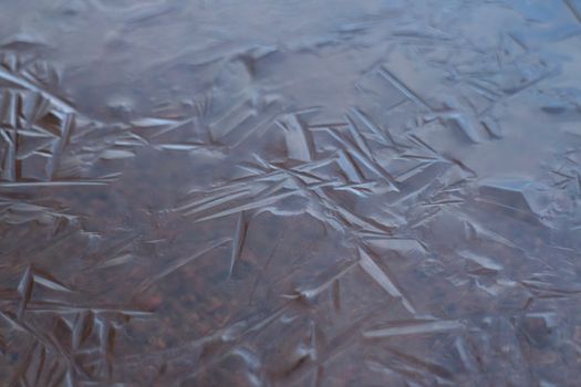 thin ice on the water surface abstract pattern, background