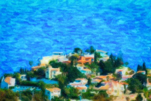 Benalmadena, Spain, watercolor stylization