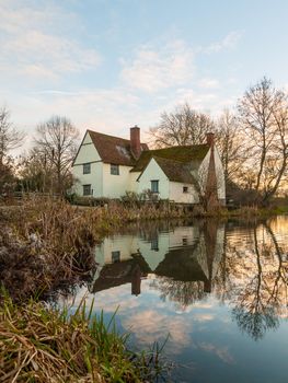 autumn willy lotts cottage no people empty water reflection old historic place constable; suffolk; england; uk