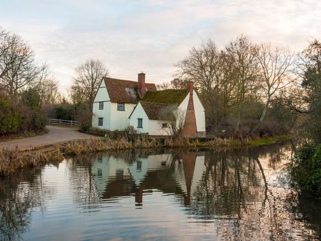 autumn willy lotts cottage no people empty water reflection old historic place constable; suffolk; england; uk