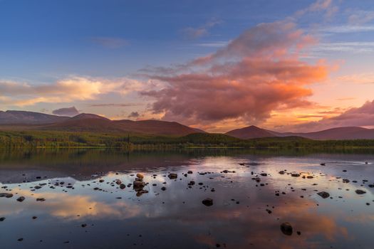 View of Loch Morlich at Sunset
