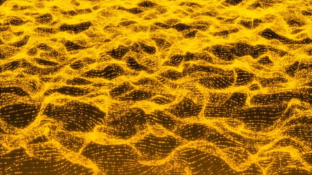 Luxurious gold sparkling particles wave background. 3d rendering