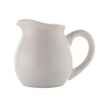 White ceramic pitcher isolated on white background.