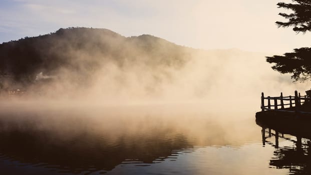 Dawn at Ban Rak thai Lake in Mae Hong Son province ,Thailand