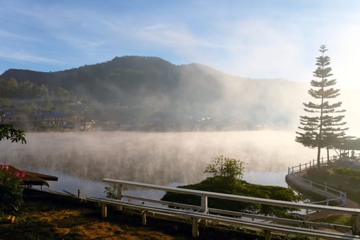 Dawn at Ban Rak thai Lake in Mae Hong Son province ,Thailand