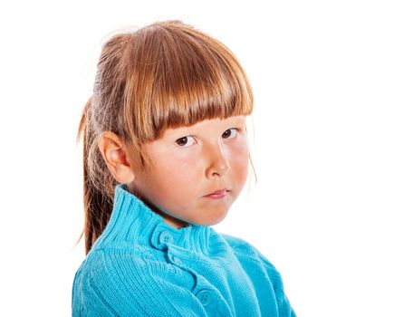 Happy smiling six years girl portrait isolated